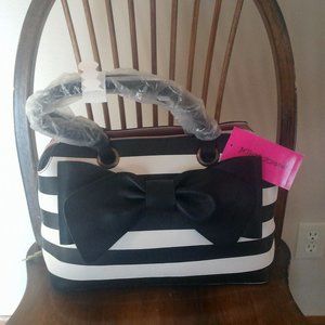 Betsey Johnson Black/Pink Bow Satchel NWT